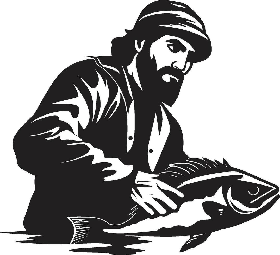 pêcheur logo avec néon lueur une brillant et énergique conception pêcheur logo avec 3d effet une réaliste et immersif conception vecteur