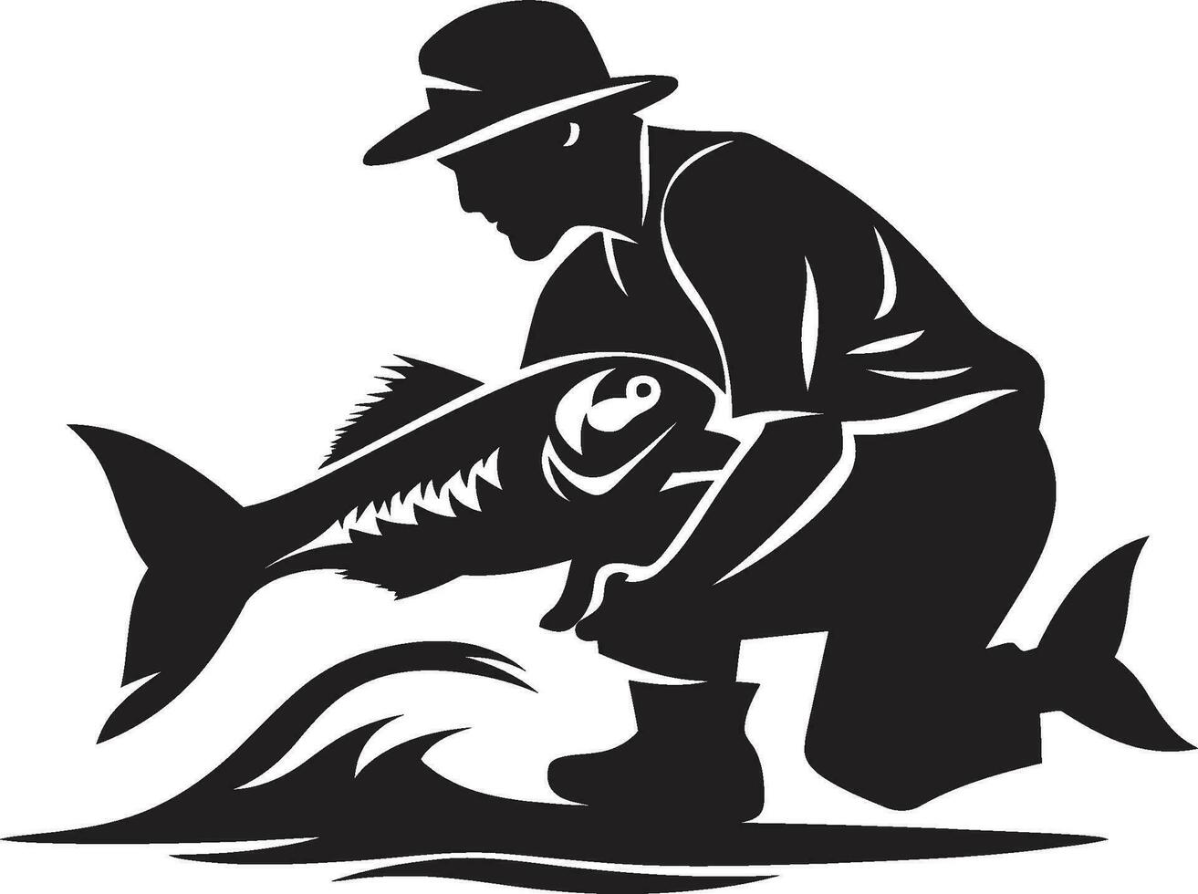 pêcheur logo avec moderne Contexte le progrès et innovation pêcheur logo avec calligraphique Police de caractère luxe et sophistication vecteur