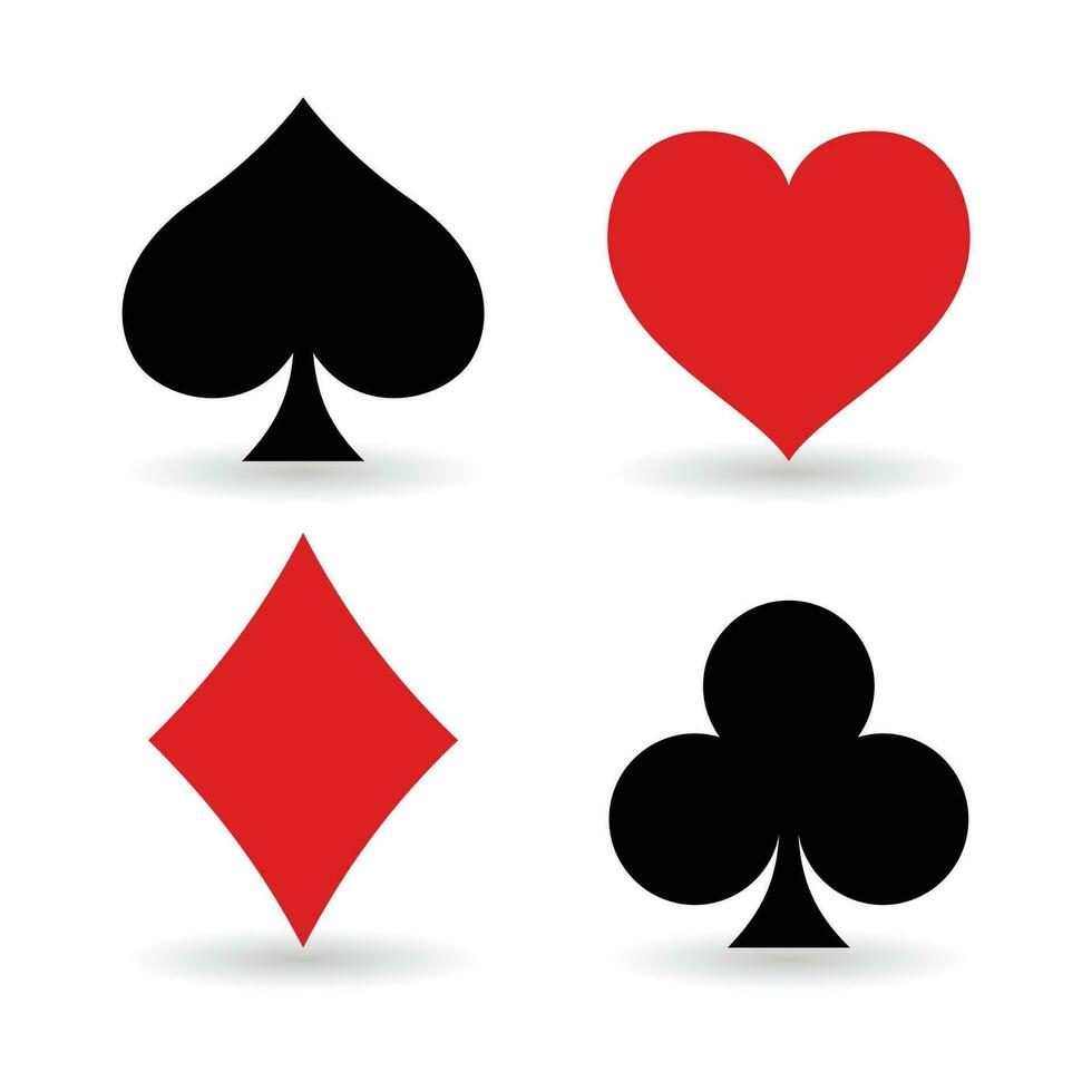 costume plate-forme de en jouant cartes sur une blanc Contexte. poker en jouant cartes costume symboles vecteur