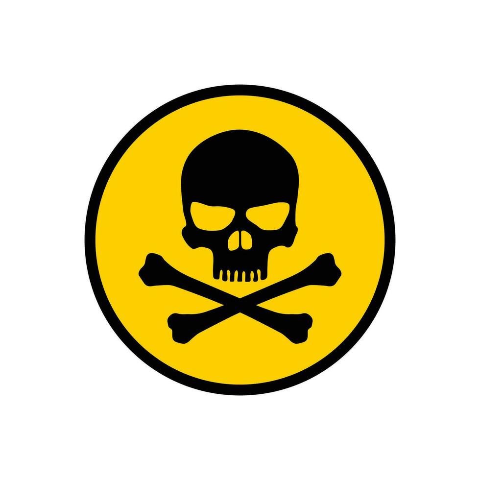 danger, toxique signe crâne icône. avertissement crâne symbole. toxique poison signe. danger panneaux avec crâne et traverser os. vecteur
