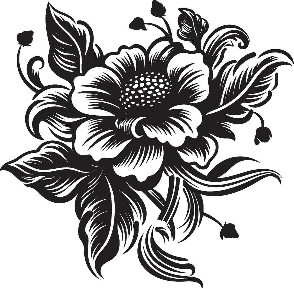 évolutif noir floral icône facile à utilisation noir floral icône vecteur