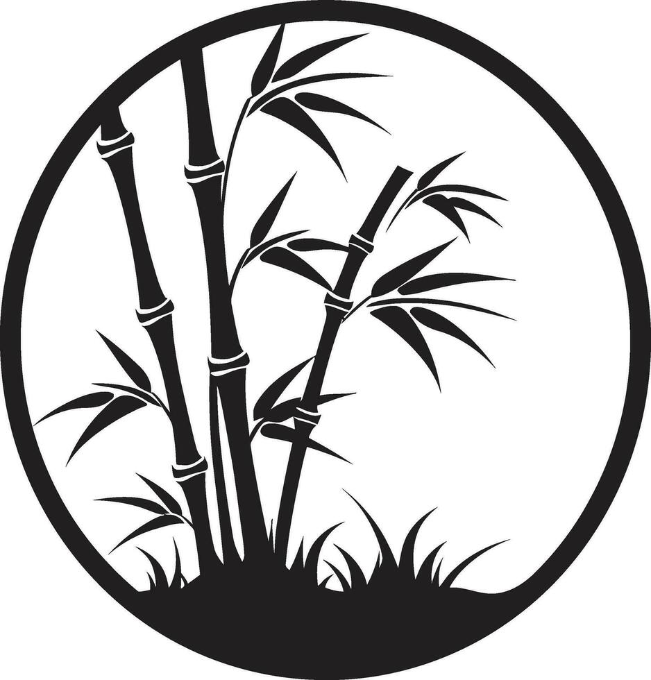 élégant natures toucher vecteur icône dans noir bambou logo la maîtrise tranquille emblème dans noir