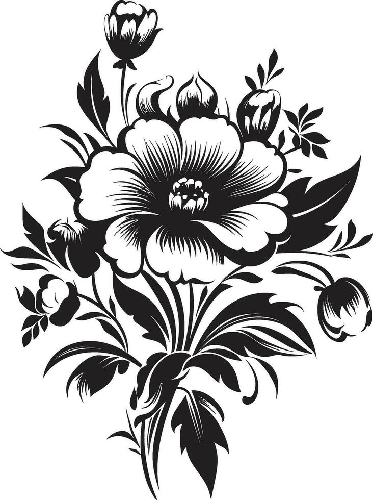 noir floral icône à créer une sens de calme et tranquillité noir floral icône à ajouter une toucher de luxe à votre conception vecteur