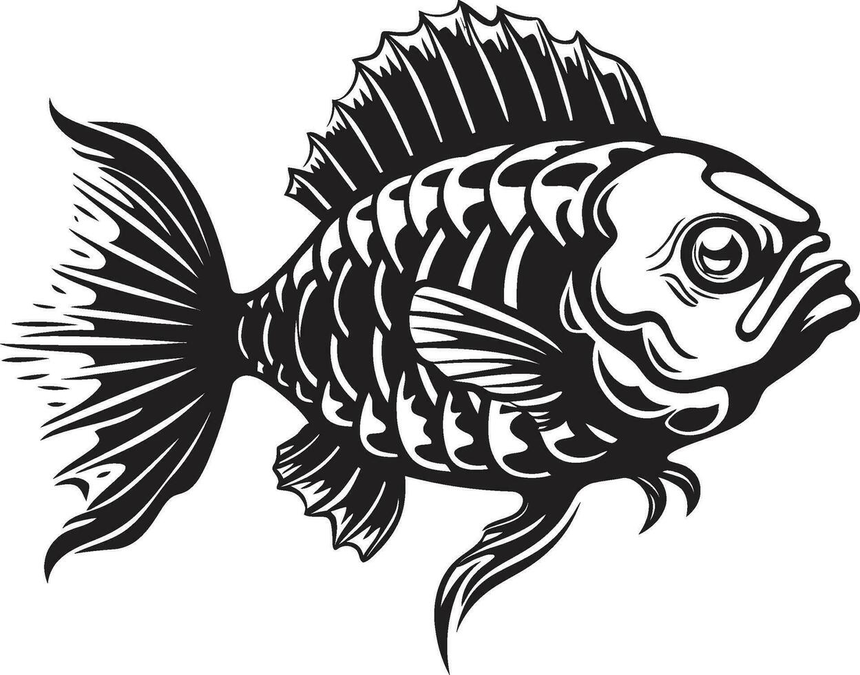 le submergé des os poisson squelette logo conception X rayon vision de le Profond bleu poisson vecteur squelette