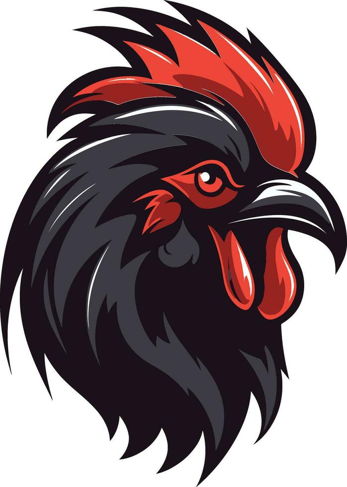 contemporain coq emblème avec serein faire appel royal noir coq mascotte pour marque reconnaissance vecteur