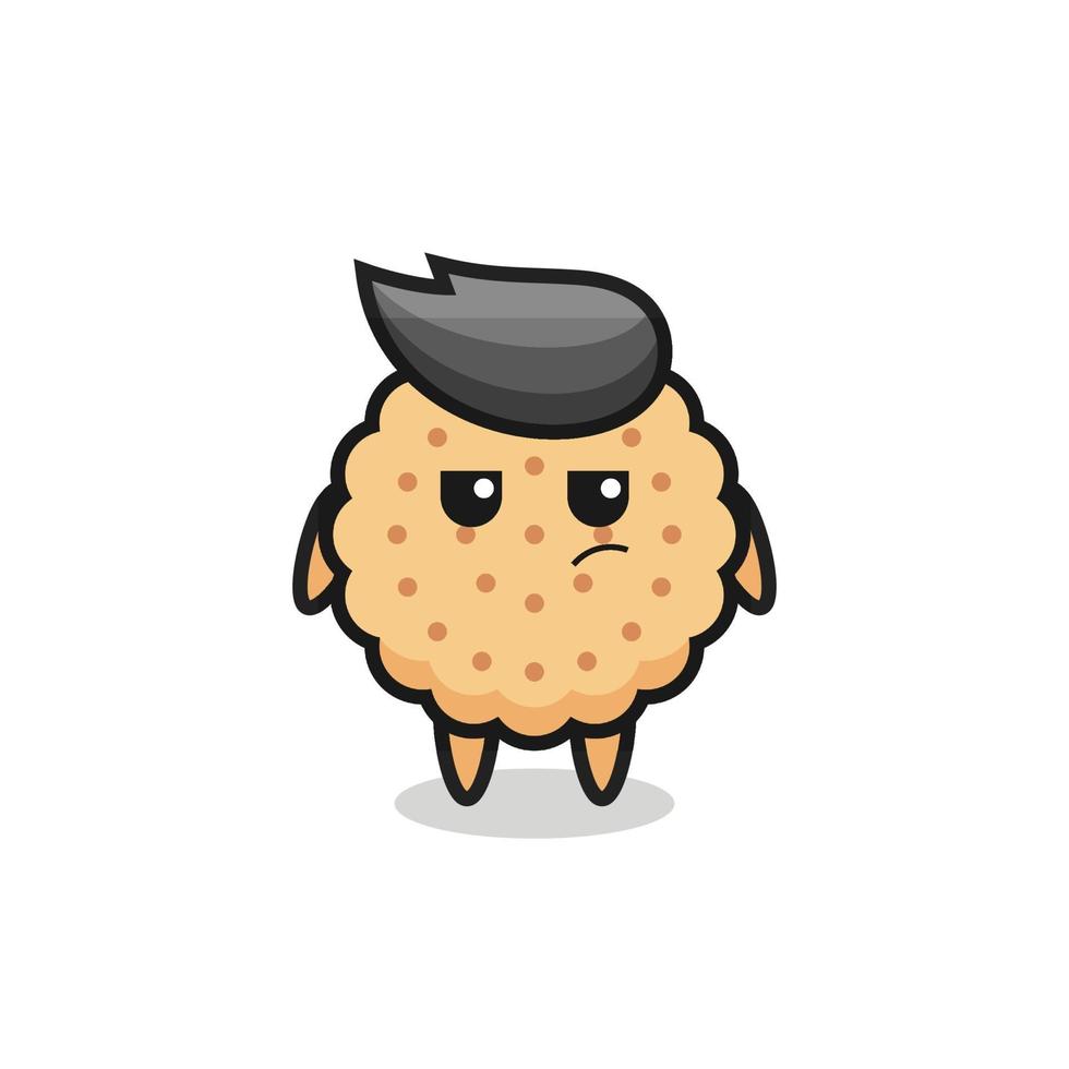 personnage de biscuits ronds mignon avec une expression suspecte vecteur