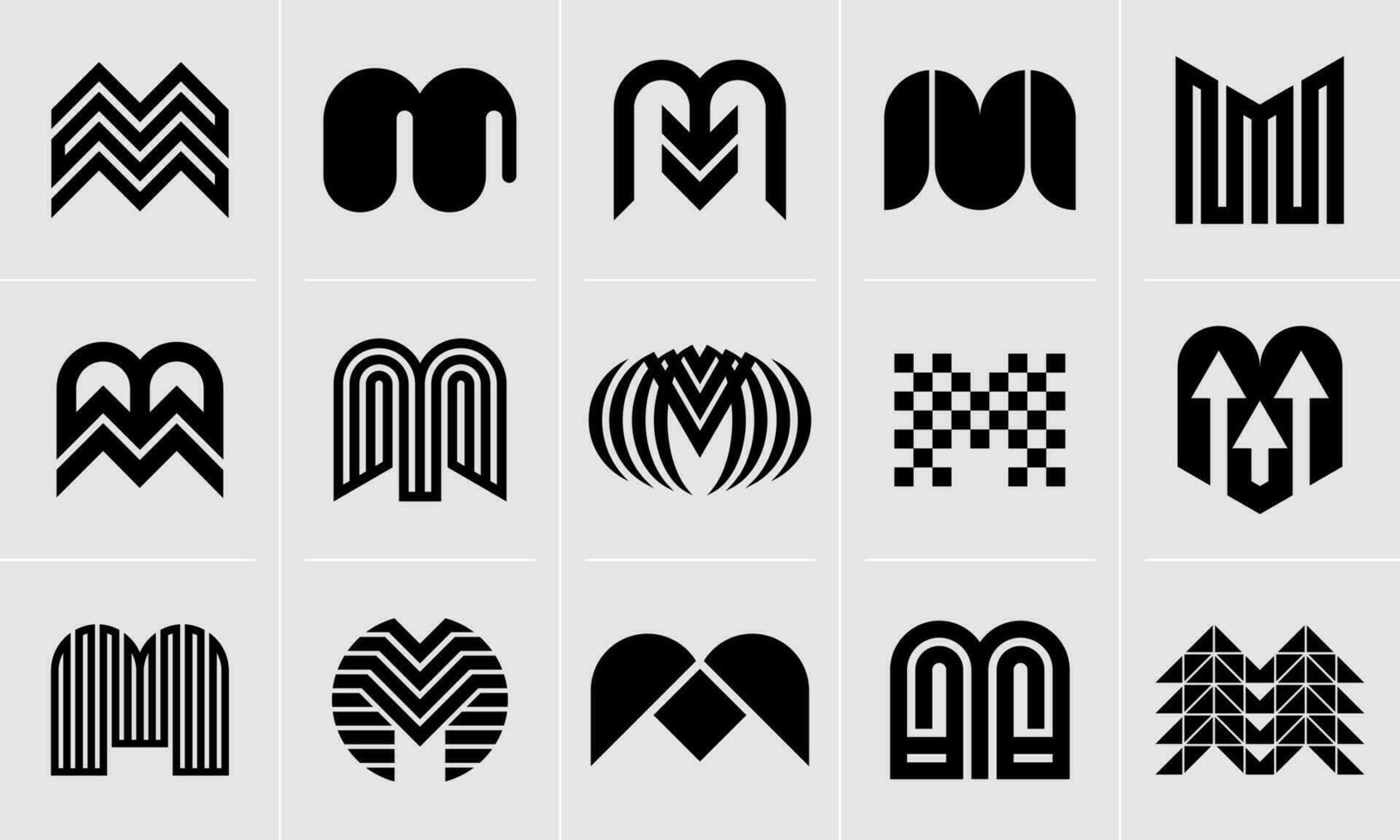 entreprise abstrait ligne m lettre typographie logo conception ensemble vecteur