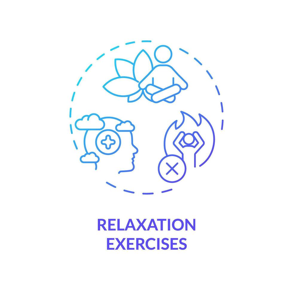 2d pente relaxation des exercices bleu mince ligne icône concept, isolé vecteur, illustration représentant comportemental thérapie. vecteur