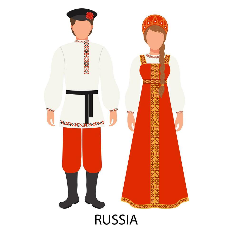 une homme et une femme dans russe populaire déguisements. culture et traditions de Russie. illustration, vecteur