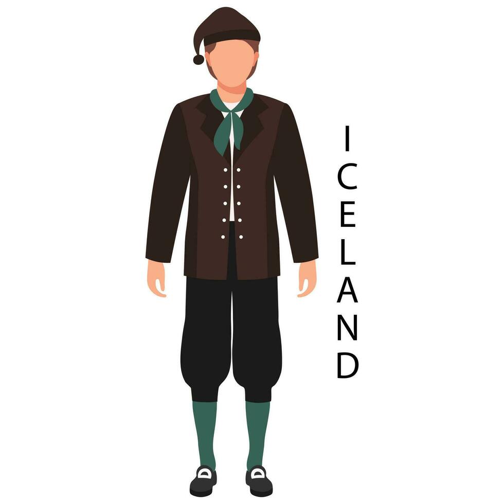 une homme dans un islandais populaire costume et coiffure. culture et traditions de Islande. illustration, vecteur