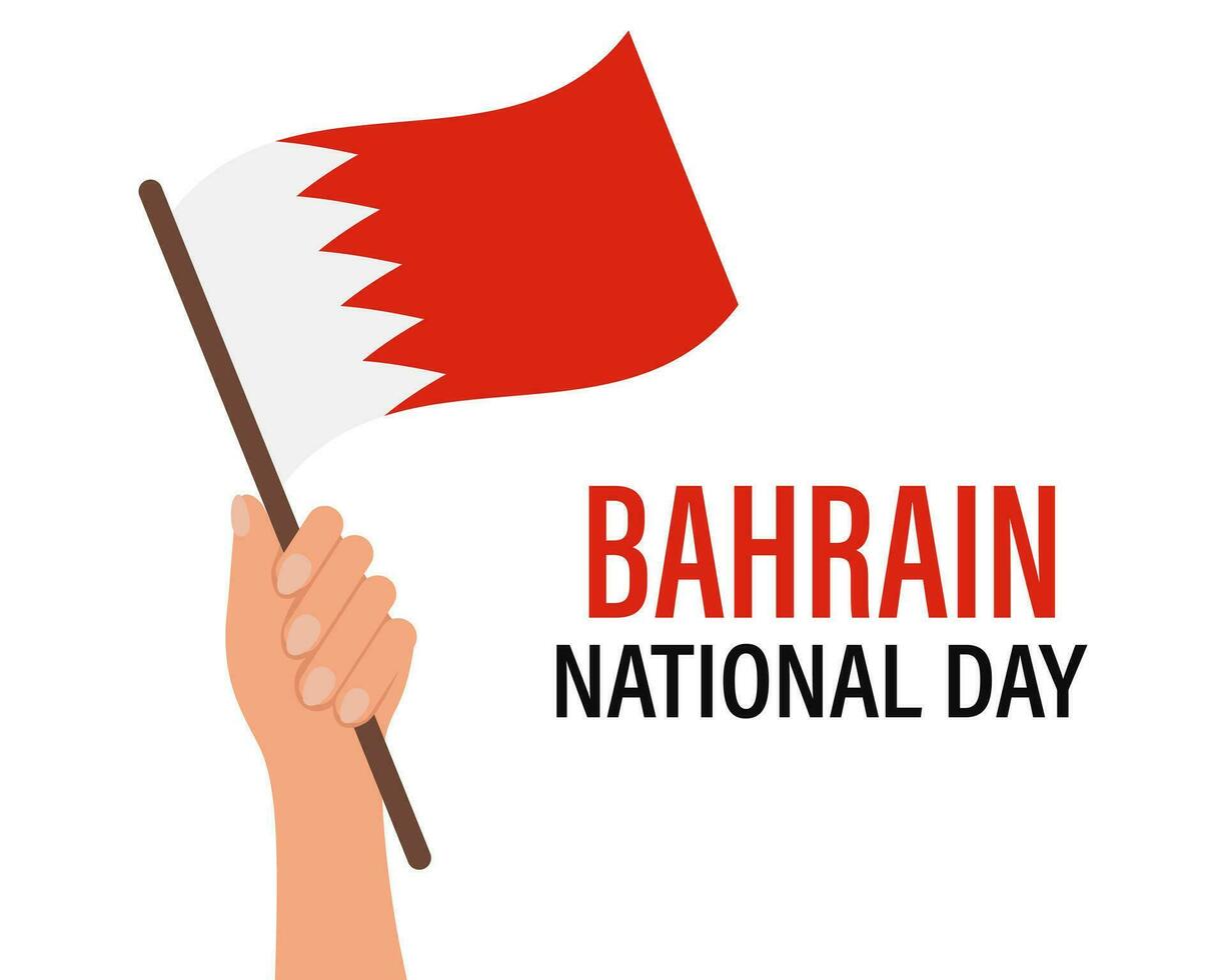 Bahreïn indépendance jour, Bahreïn nationale journée. main en portant le drapeau de bahreïn. affiche, bannière, vecteur