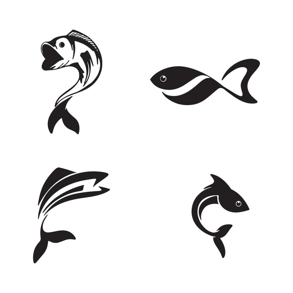 modèle de logo de conception d'icône abstraite de poisson, symbole vectoriel créatif du club de pêche ou de la boutique en ligne.