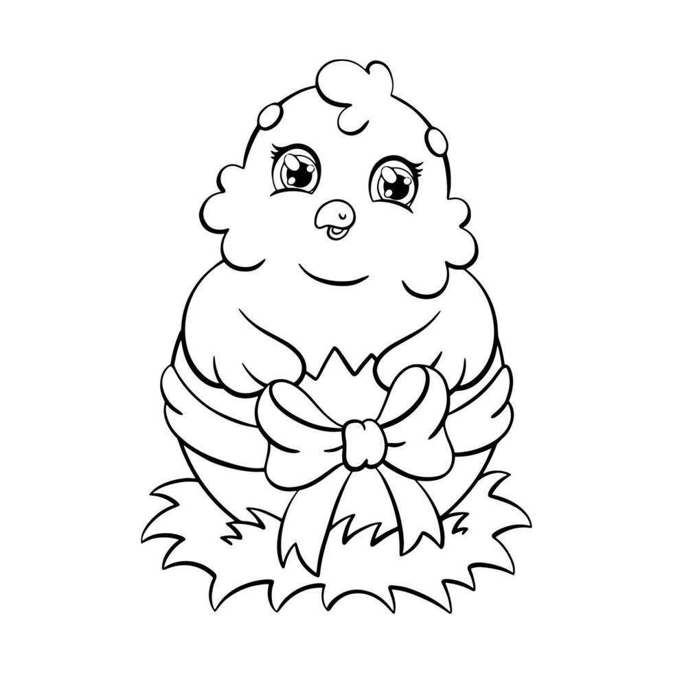 mignonne poulet. coloration page pour enfants. Pâques thème. numérique timbre. dessin animé style personnage. vecteur illustration isolé sur blanc Contexte.