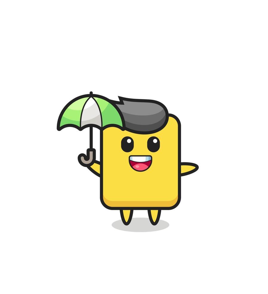 jolie illustration de carte jaune tenant un parapluie vecteur