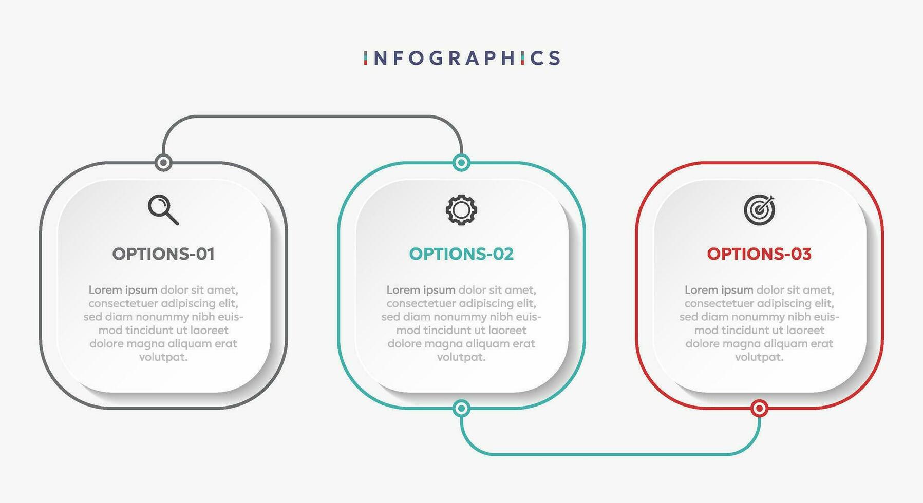 moderne affaires infographie modèle avec 3 les options ou pas Icônes. vecteur