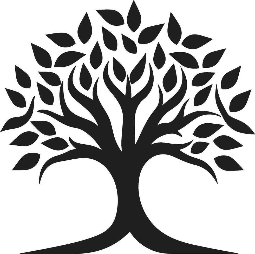 élégance dans branches monochromatique logo simpliste feuillage silhouette emblématique icône vecteur