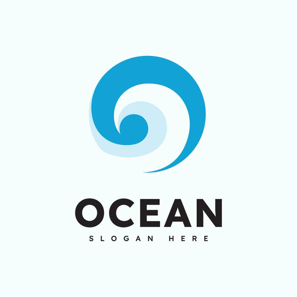 vecteur de modèle de logo d'onde océanique, conception de logo simple et moderne de l'océan