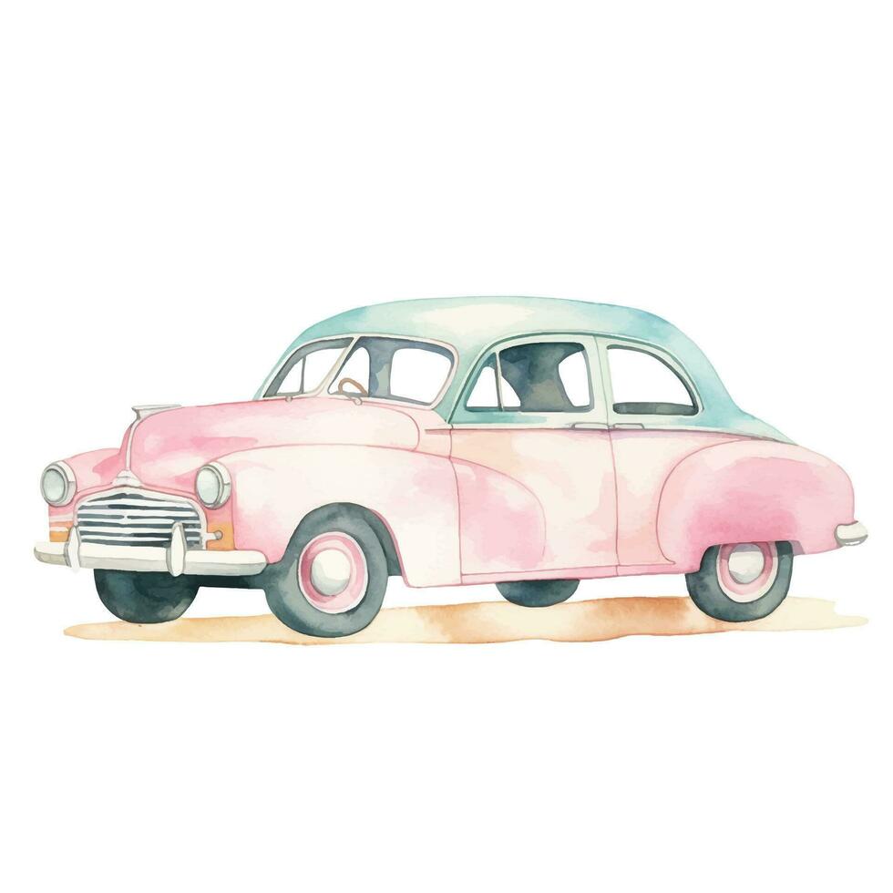 aquarelle ancien rétro voiture isolé sur blanc Contexte. pastel couleurs. vecteur illustration