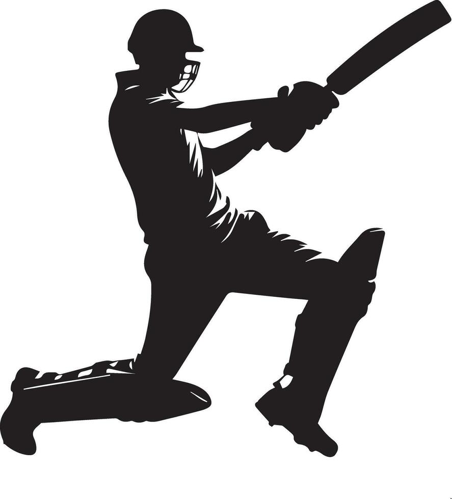 joueur de cricket pose vecteur silhouette