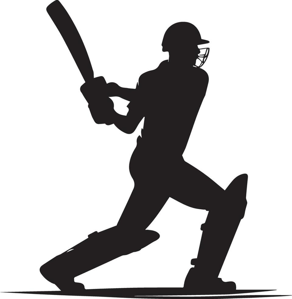 joueur de cricket pose vecteur silhouette