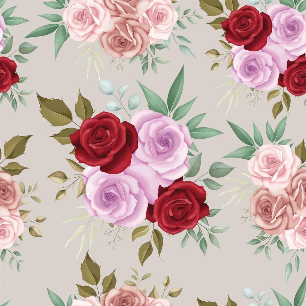 élégant motif floral sans couture avec des roses romantiques vecteur
