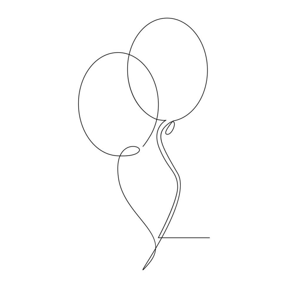 ballon décoration continu Célibataire ligne contour vecteur art dessin et illustration