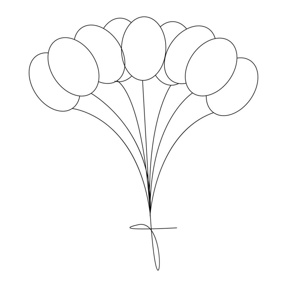 ballon décoration continu Célibataire ligne contour vecteur art dessin et illustration