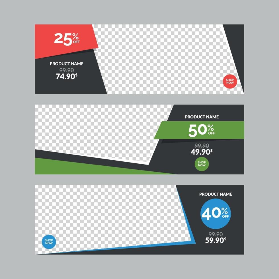 modèles de bannière de vente horizontale définis pour le web avec cadre vide vecteur