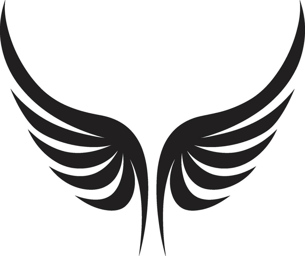 sérénité dans angélique beauté monochrome emblème symbole de gracieux sérénité ange ailes vecteur icône