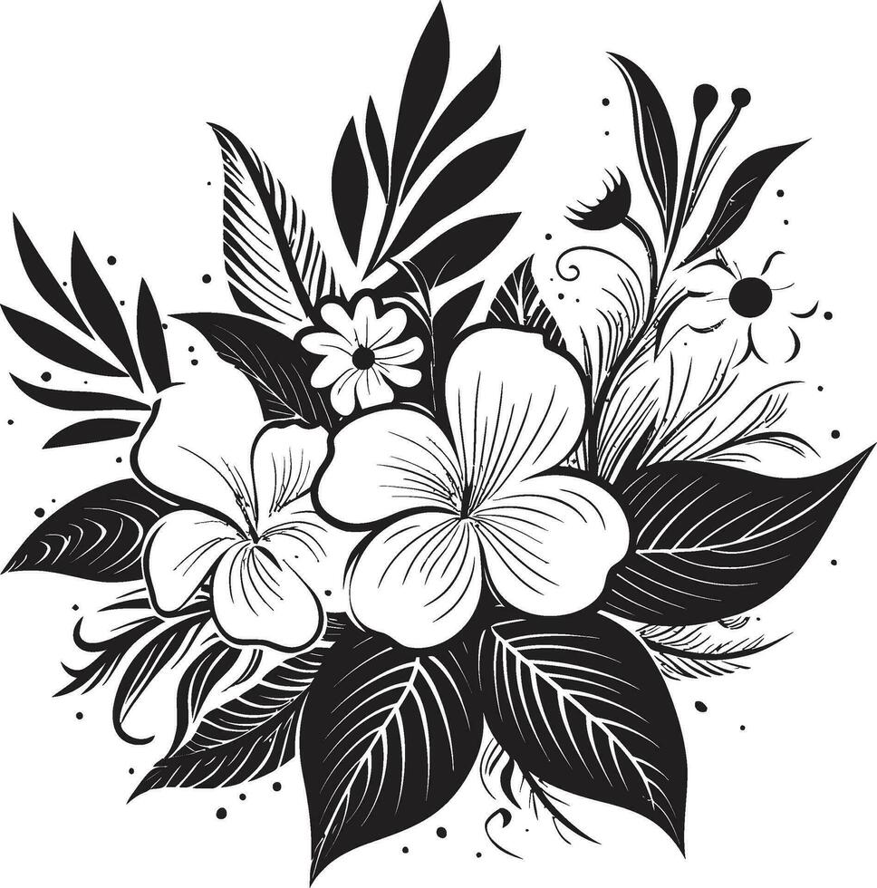 tropical beauté noir floral icône dans vecteur élégant oasis botanique tropical floral logo