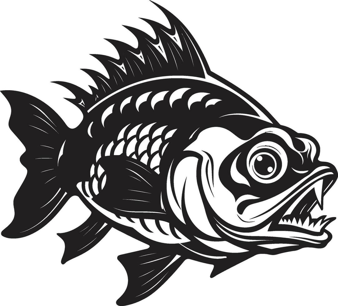 X rayon vision de le Profond vecteur poisson squelette révélateur le abîme poisson squelette logo conception