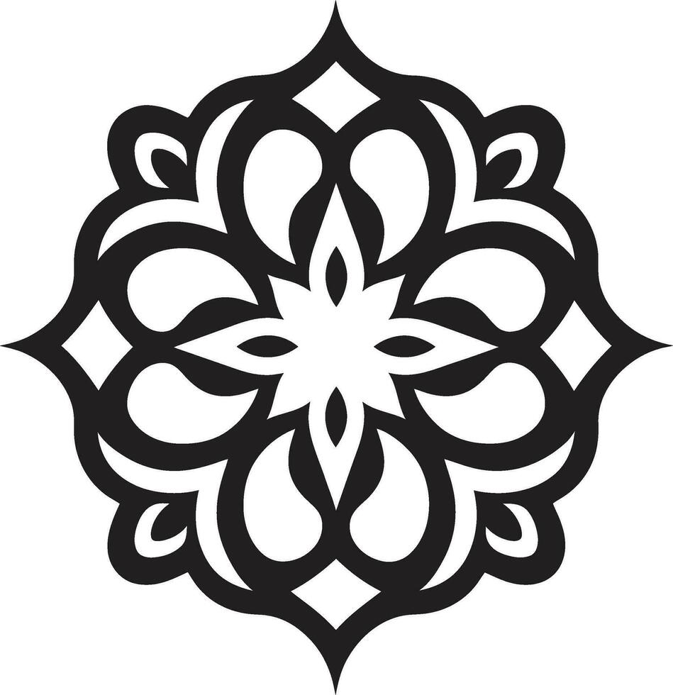 arabesque symétrie noir floral modèle emblème élégant arabe talent artistique floral logo icône vecteur