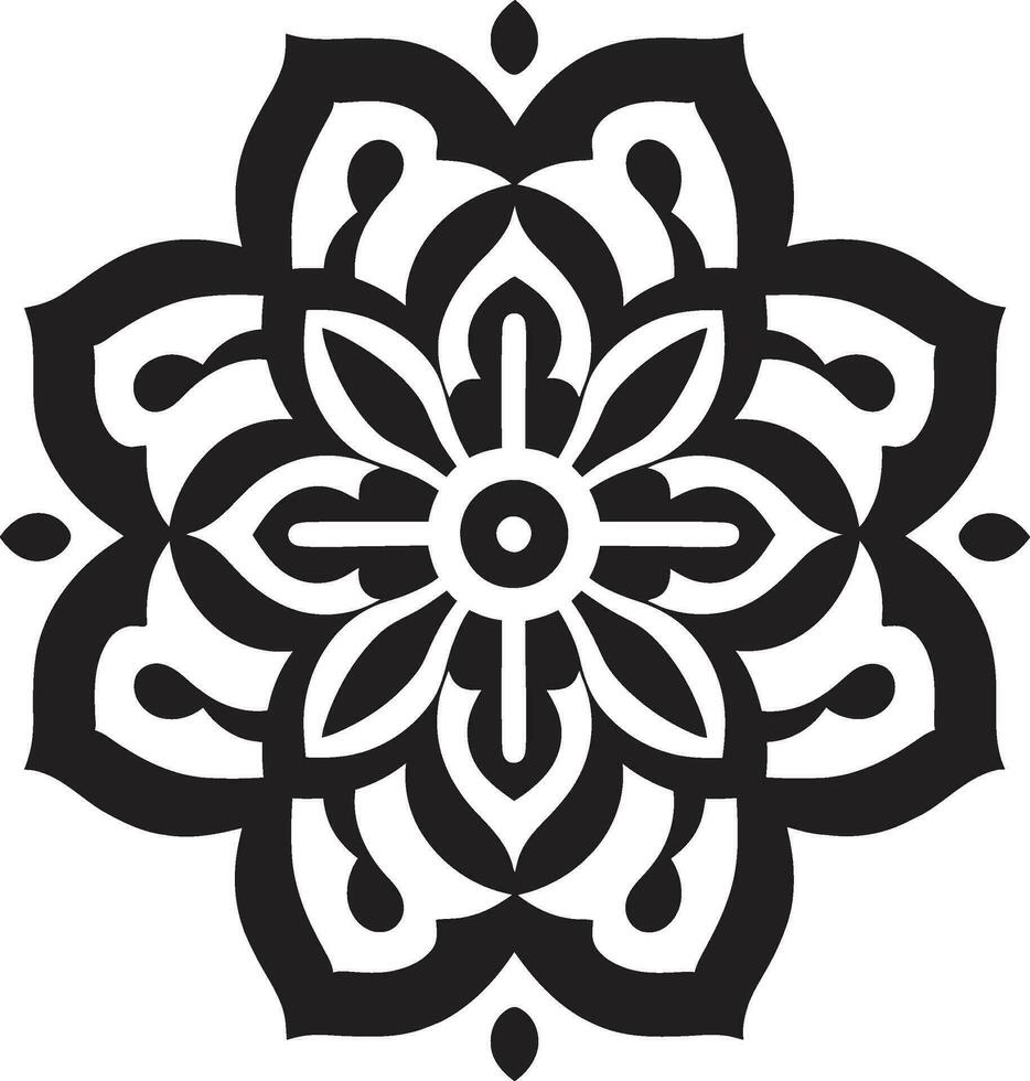 exquis géométrique motifs arabe floral icône dans noir arabe trésors dans monochrome floral emblème avec fleurs vecteur
