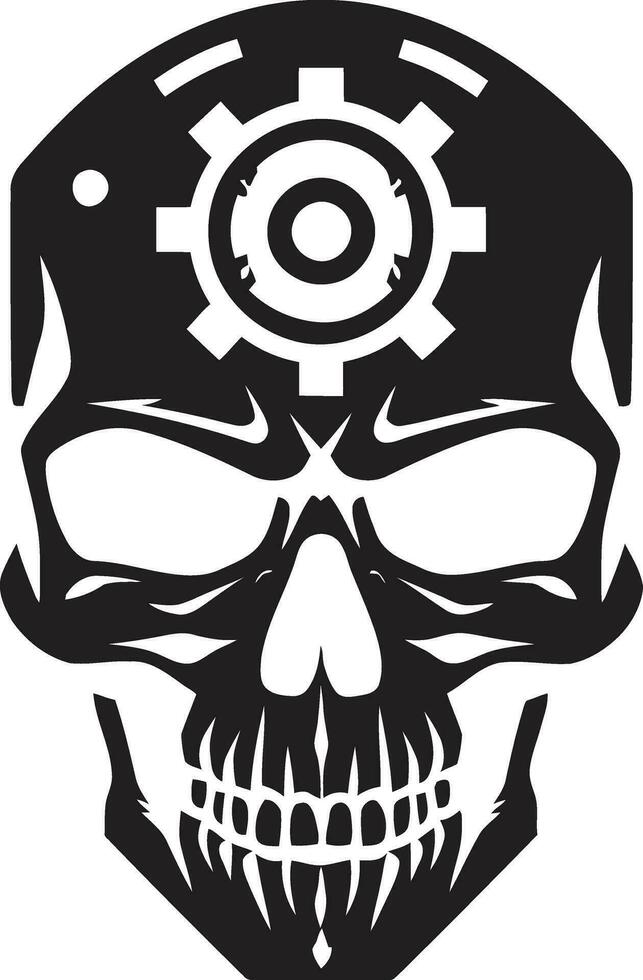 steampunk inspiré cyber crâne le la fusion de époques mécanique crâne logo une aperçu dans cybernétique intrigue vecteur