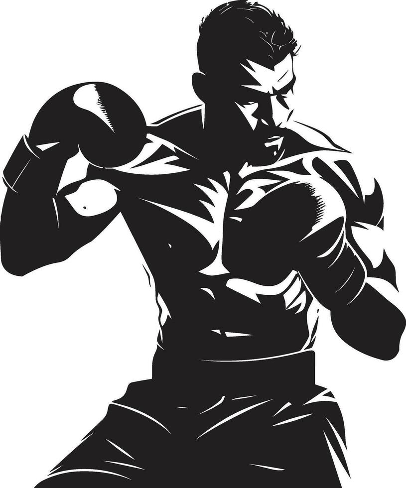 vecteur talent artistique puissant boxe emblème dans noir boxe dynamisme noir logo conception avec homme icône