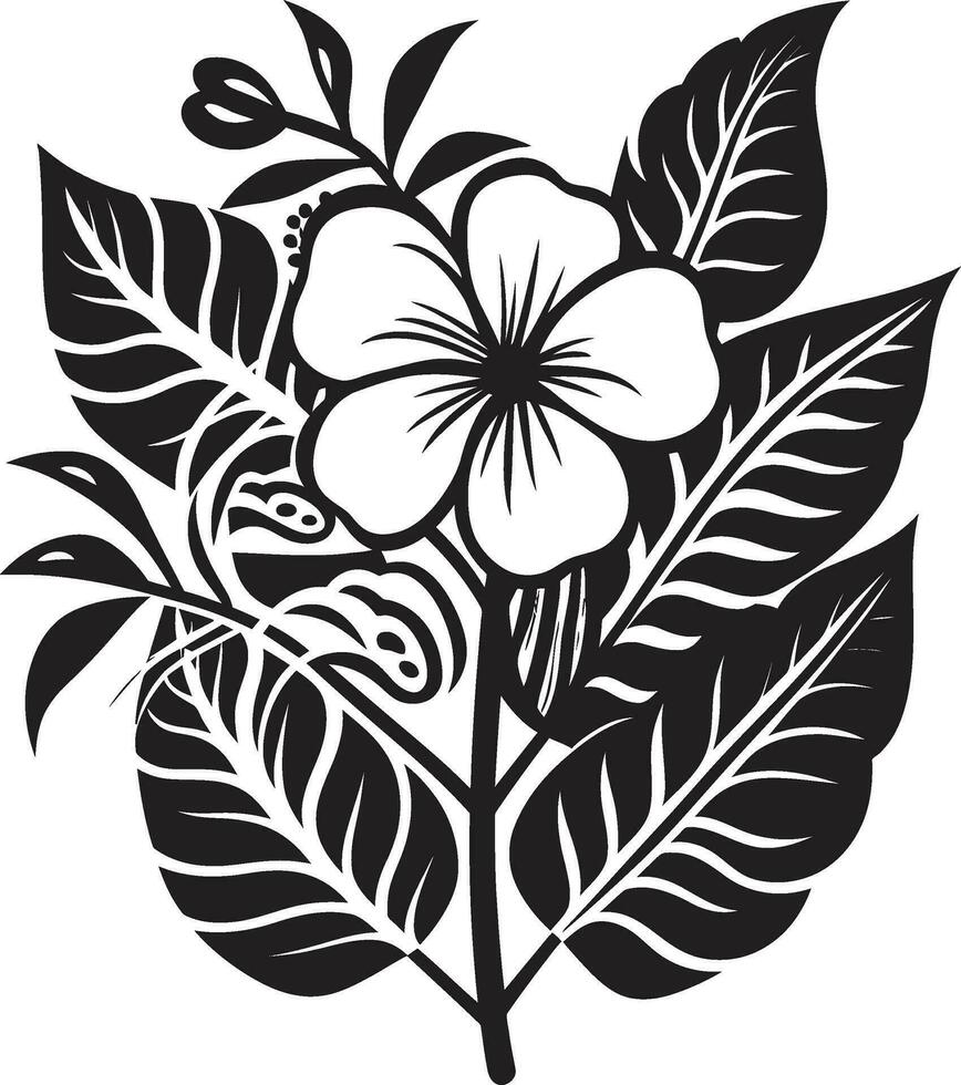 floral élégance dans monochrome noir vecteur icône vecteur talent artistique redéfini tropical floral emblème