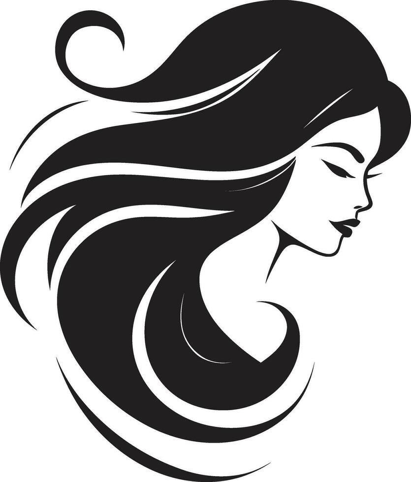 mystique regard noir emblème avec les femmes visage icône dans noir monochrome éternel séduire logo avec femelle visage icône dans noir monochrome vecteur