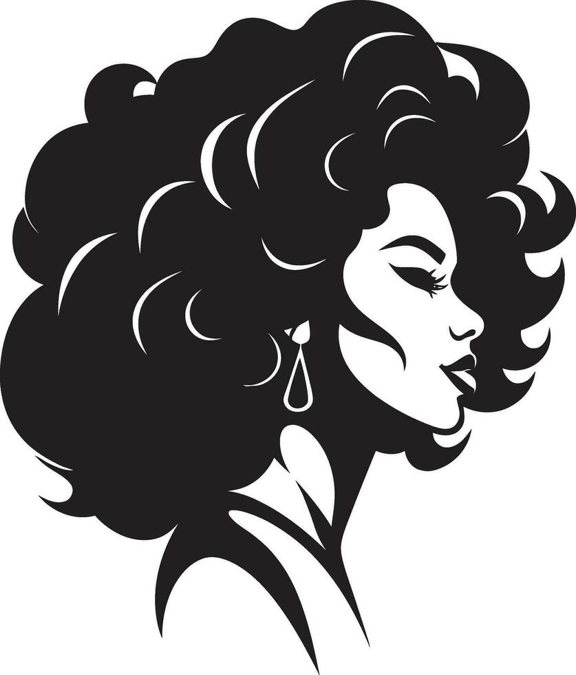 intrigant élégance vecteur icône de femelles visage dans noir monochrome subtil charme noir logo avec femelles profil dans monochrome