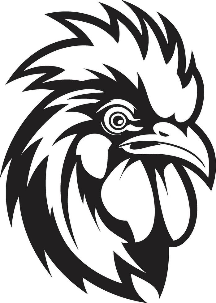 iconique coq mascotte symbole royal coq majesté dans noir et blanc vecteur