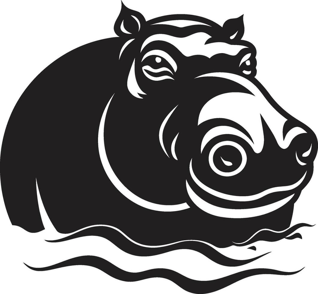 noir et blanc hippopotame icône hippopotame ouvrages d'art pour moderne l'image de marque vecteur
