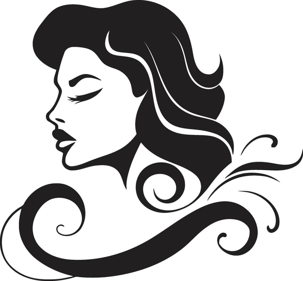 sculpté la grâce noir logo avec les femmes visage dans monochrome intemporel élégance noir visage emblème conception avec les femmes profil dans monochrome vecteur