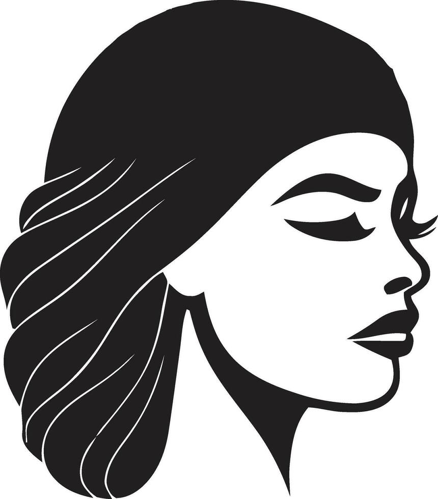mystérieux charme femelle visage emblème dans noir éternel la grâce logo avec une femelles visage vecteur