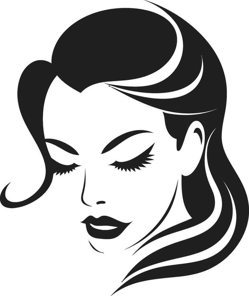 mystique élégance noir emblème avec les femmes visage éternel beauté logo de une femelles visage vecteur