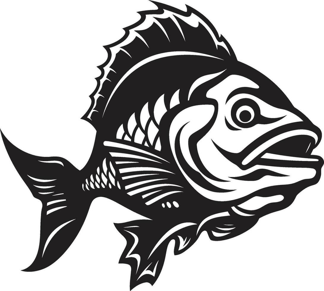 Marin chef-d'oeuvre poisson OS logo art sculpture le sous-marin vecteur poisson squelette
