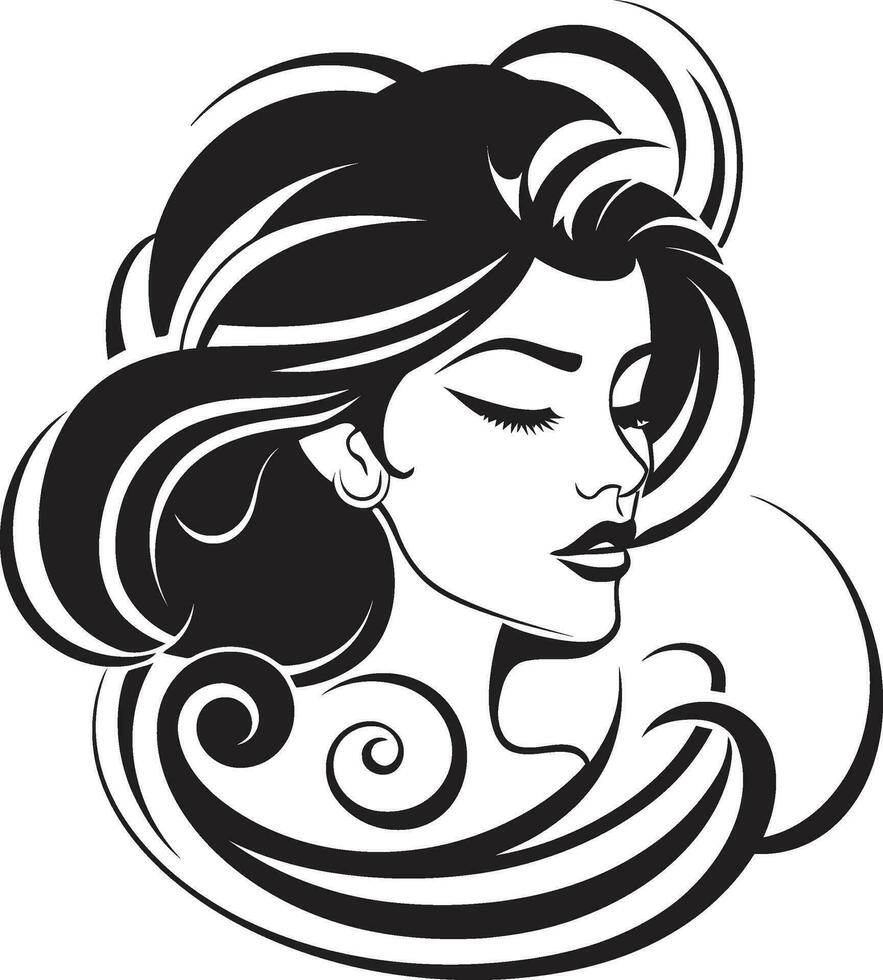 intemporel élégance logo avec femelle visage intrigant beauté noir logo de une les femmes visage vecteur