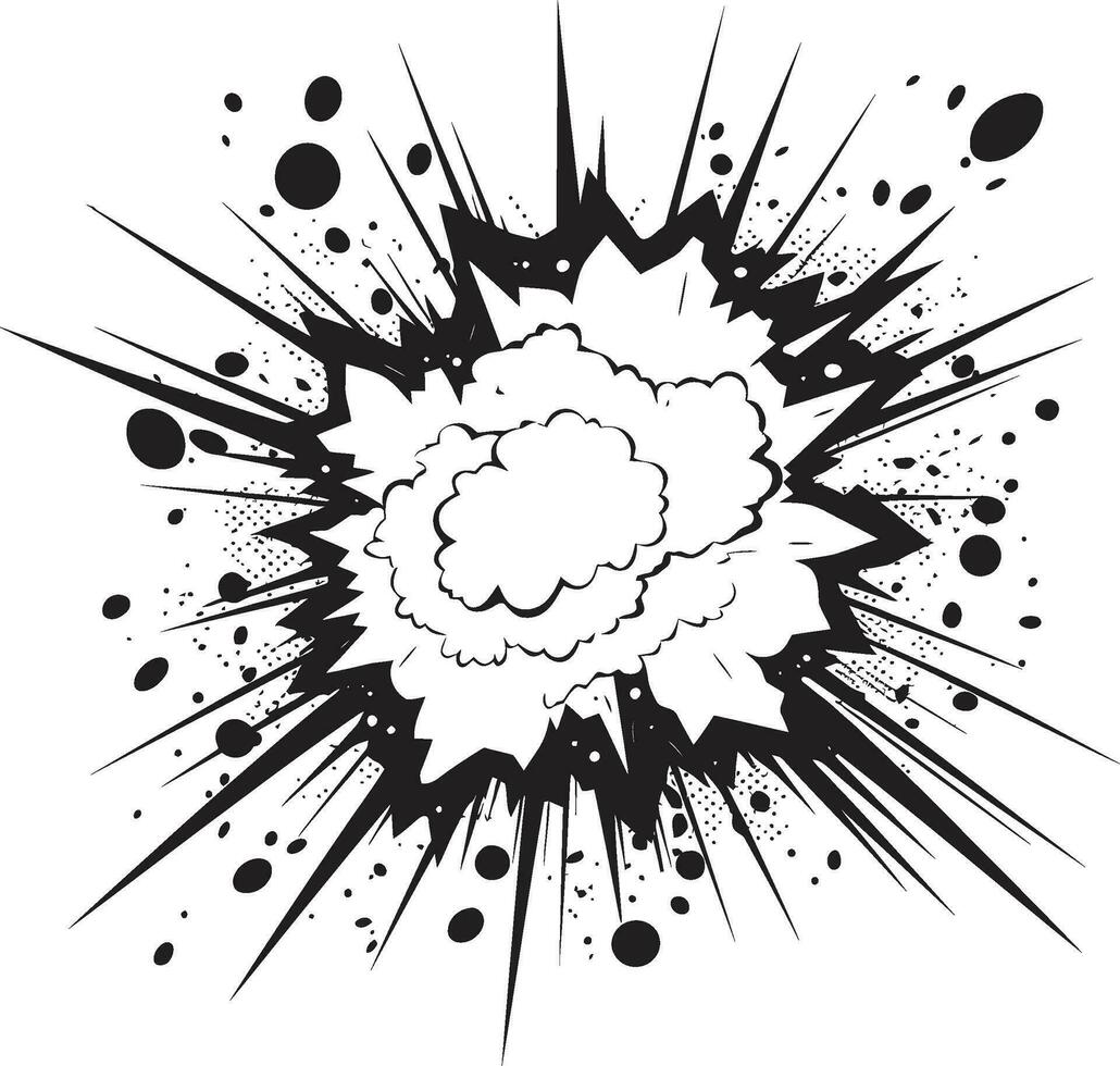 Kaboom action emballé bande dessinée explosion conception iconique boom noir emblème conception vecteur