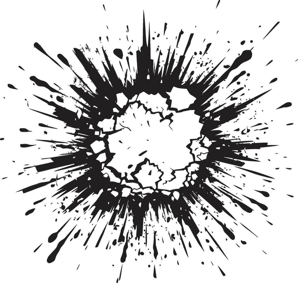 passionnant impact dévoilé noir logo avec explosion aventureux art vecteur icône dans noir