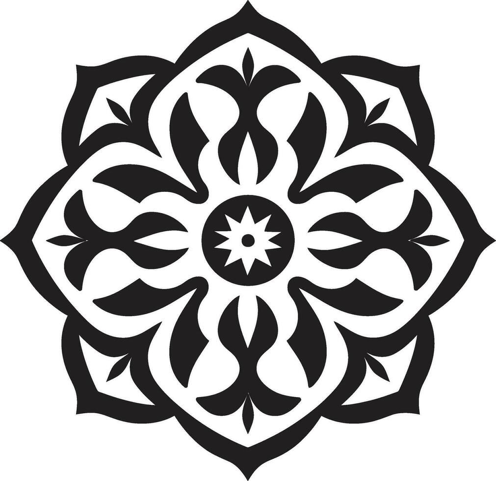 exquis symétrie dans arabe art noir floral carrelage arabesque motifs redéfini arabe logo dans noir vecteur