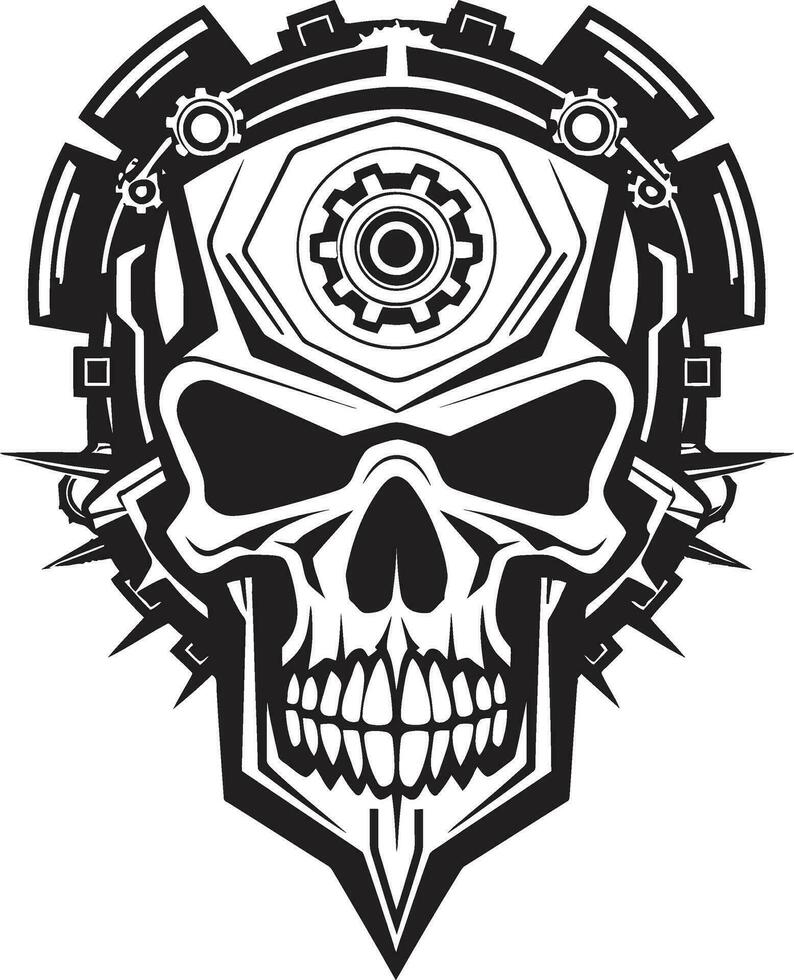 steampunk cyber crâne une intemporel la fusion de époques cybernétique talent artistique le mécanique crâne icône vecteur