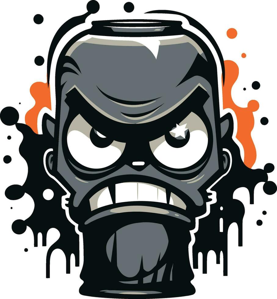 rage graffiti noir mascotte logo conception en colère vaporisateur peindre talent artistique logo éclat vecteur